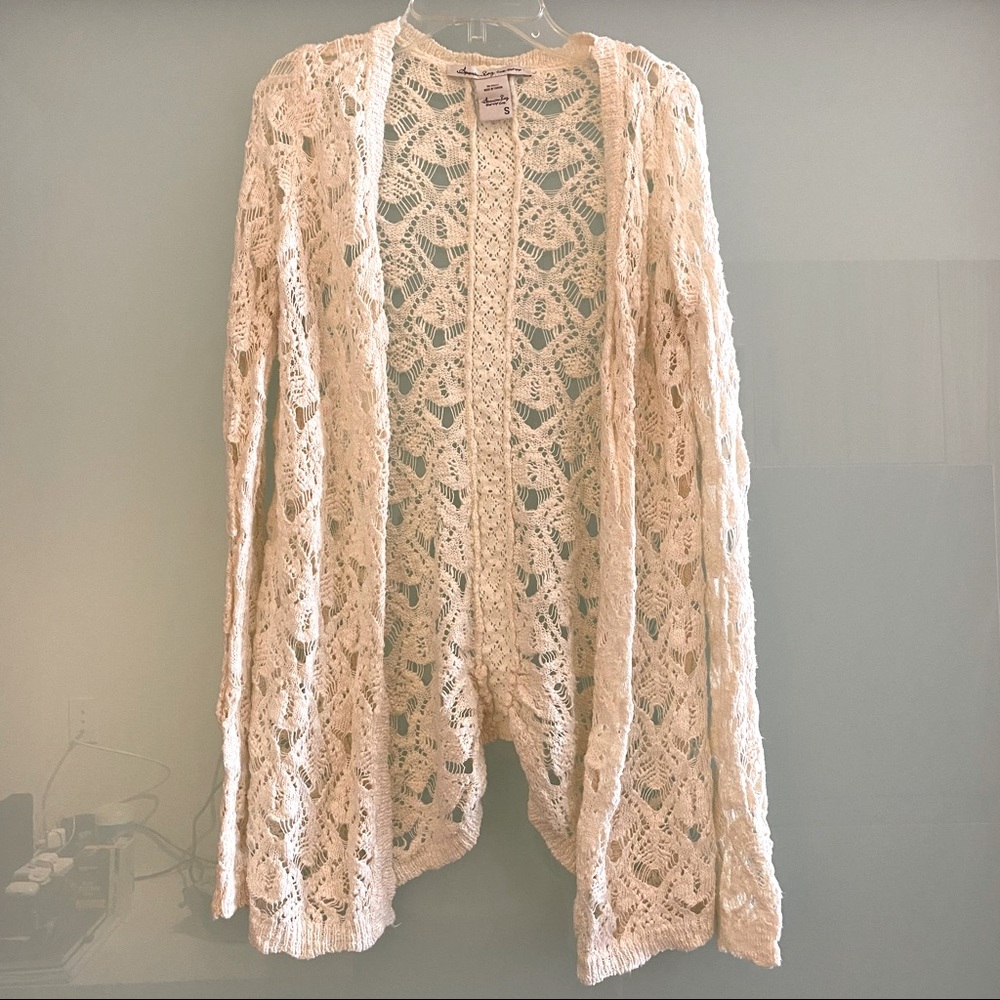 American Rag Knit Open Weave Cardigan Festival Top